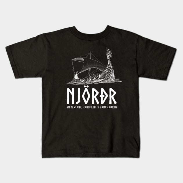 Viking Mythology Njord Norse God Of The Sea And Seafaring Kids T-Shirt by Styr Designs